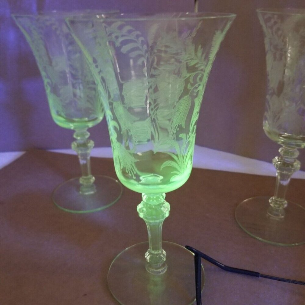 Tiffin Franciscan Fuchsia Iced Tea Glasses ~ Set of 3 ~ Etched 7.5”